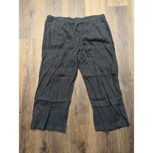 Allen Allen Pants Womens‎ XL Black 100% Linen Wide Leg Lounge High Rise Relaxed